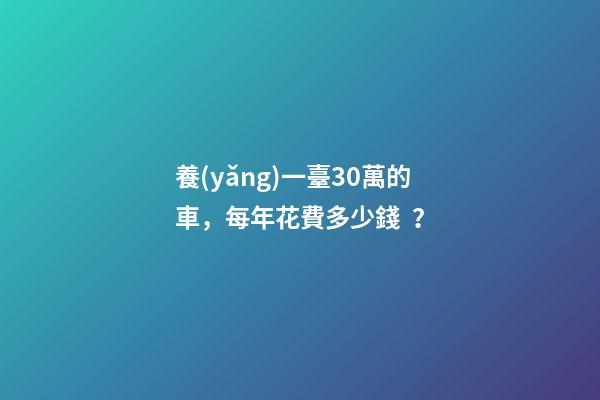 養(yǎng)一臺30萬的車，每年花費多少錢？